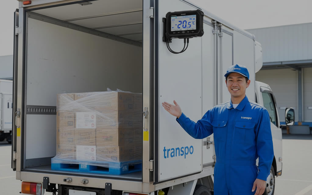 笑顔のアジア人配送ドライバー